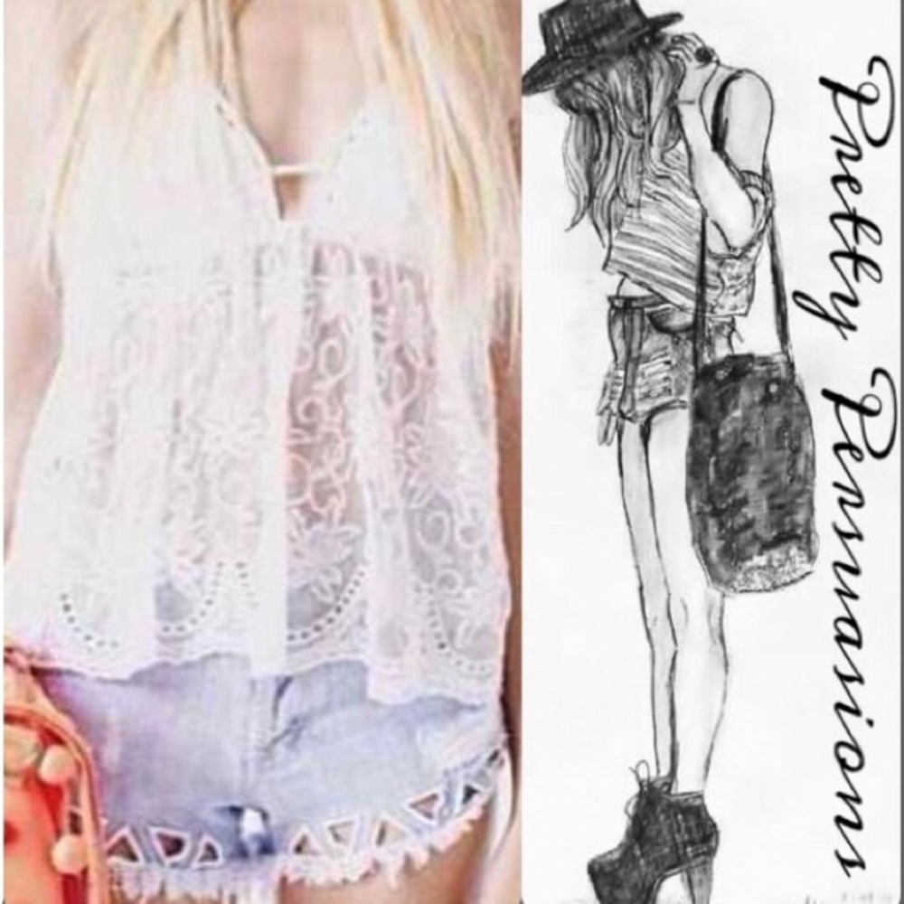 NWT RARE Millau by LF Floral Embroidered Lace Top - Picture 4 of 4